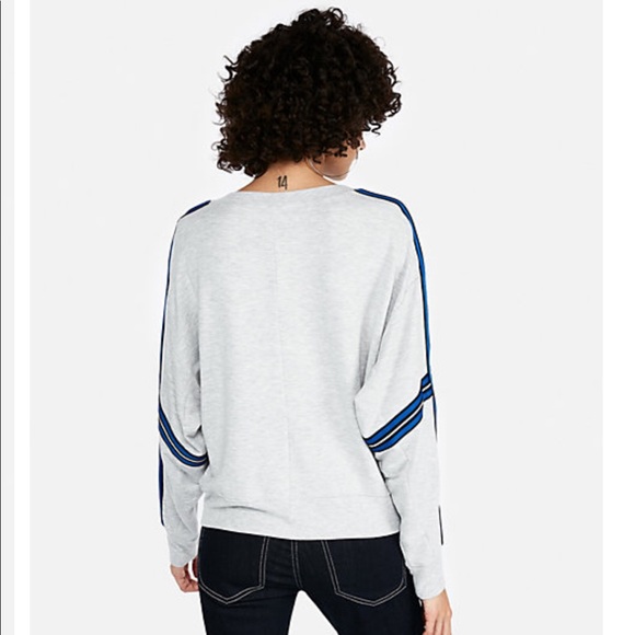 Express Crew Neck Varsity Stripe Sweatshirt - Picture 3 of 6